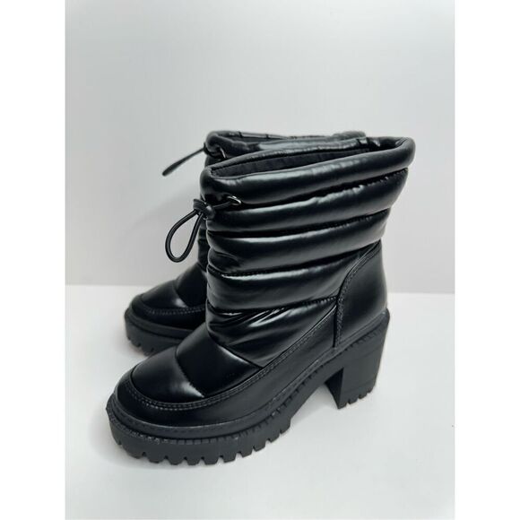 AQUA Ankle Boots Womens Size 6.5 Black Puff Booties Pull On NEW - Picture 2 of 9